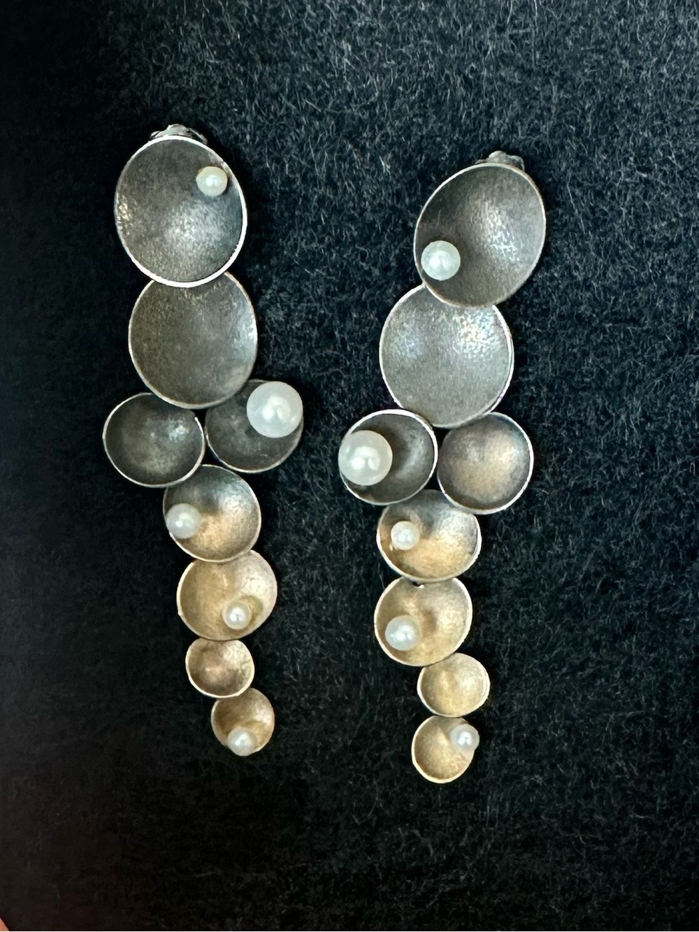 Pearl + Silver Disc Drop Earrings, Melanie Ankers for Museum of Art & Design